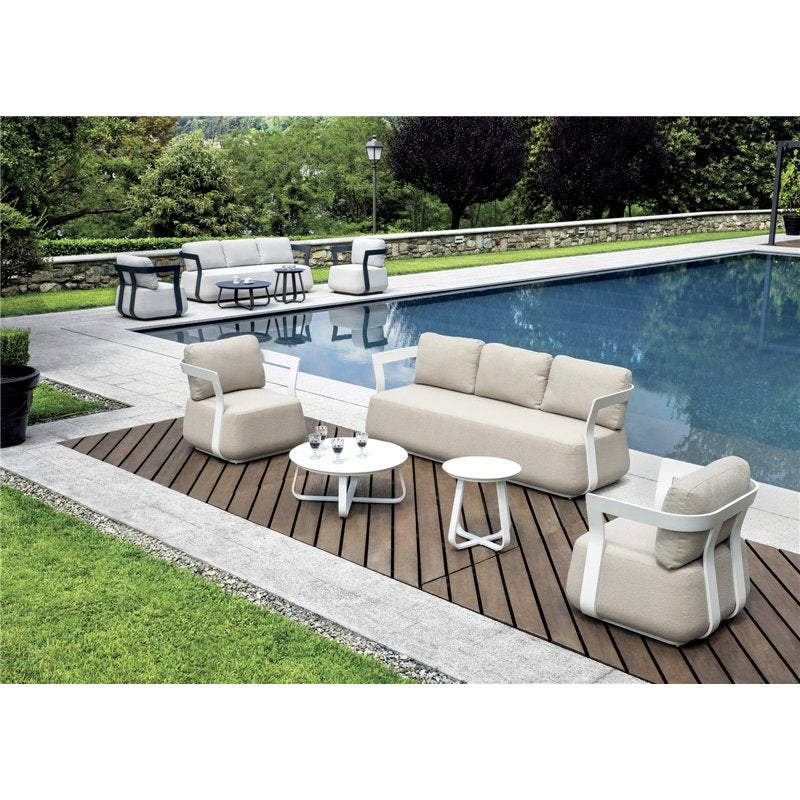 SALOTTO MONACO - ALU BIANCO - CUSCINI ALTI BEIGE