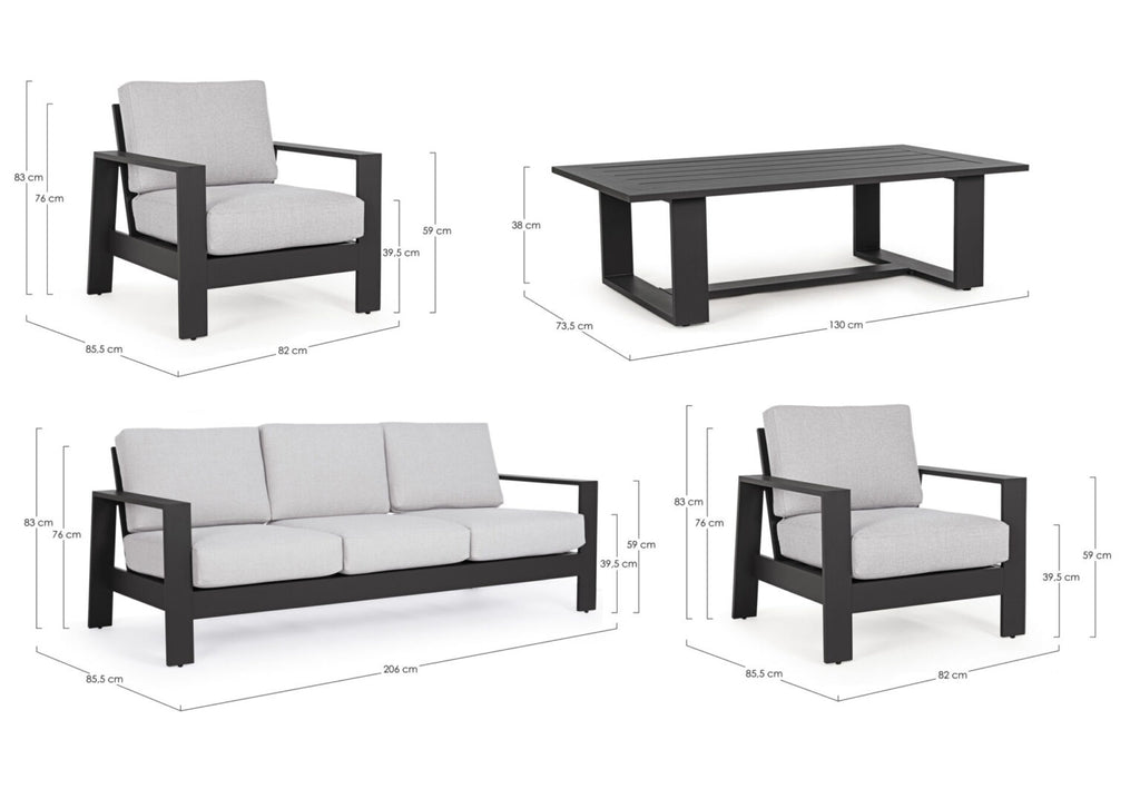 BIZZOTTO SET BALTIC CON CUSCINO ANTRACITE