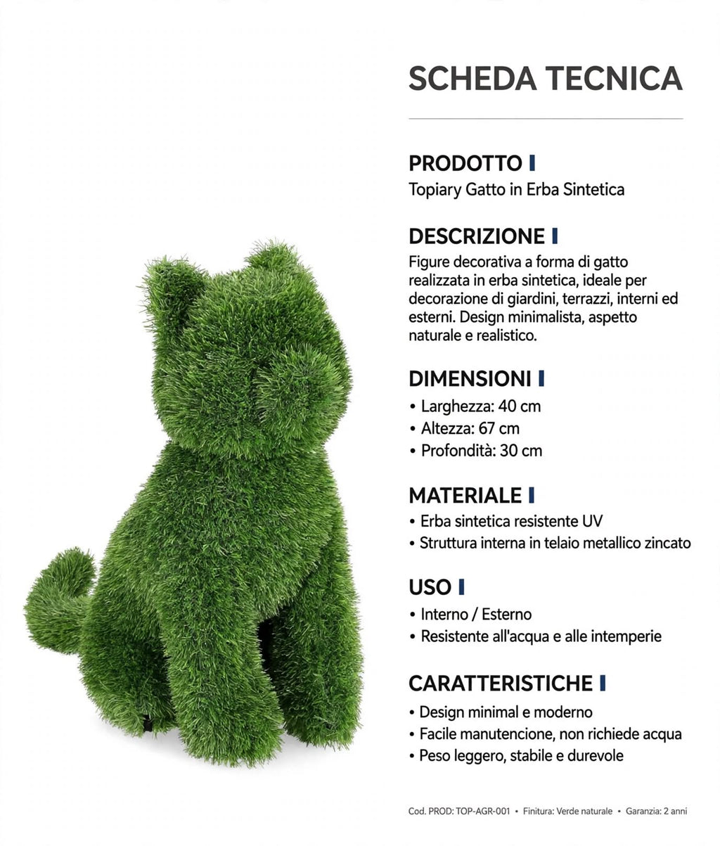 DECORAZIONE ERBA SINTETICA GATTO 40x67H BIZZOTTO