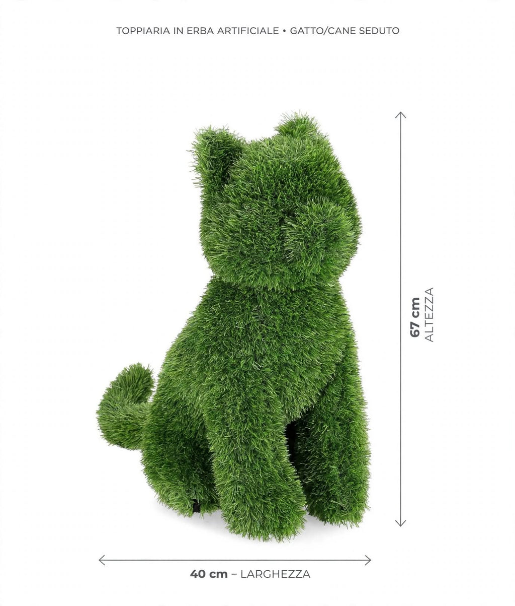DECORAZIONE ERBA SINTETICA GATTO 40x67H BIZZOTTO