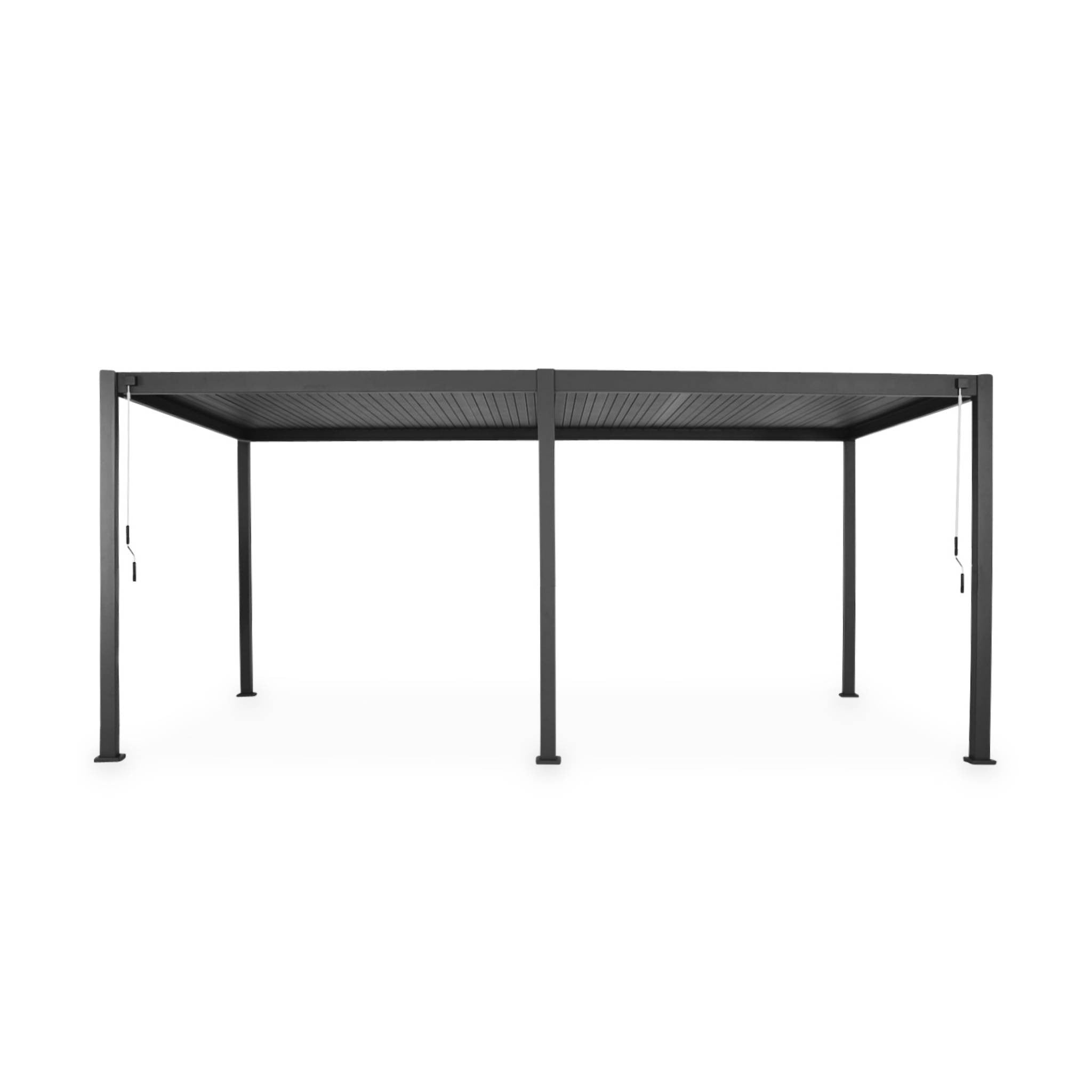 PERGOLA BIOCLIMATICA PALMAS 3x6 M   IN ALLUMINIO/FERRO – TETTO CON LAMELLE ORIENTABILI ANTRACITE