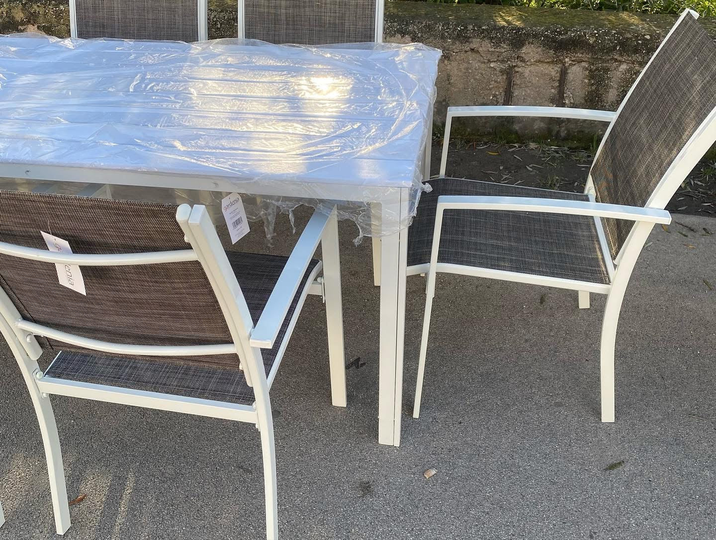 SET TAVOLO MYKONOS 150x80 BIANCO + 6 POLTRONE