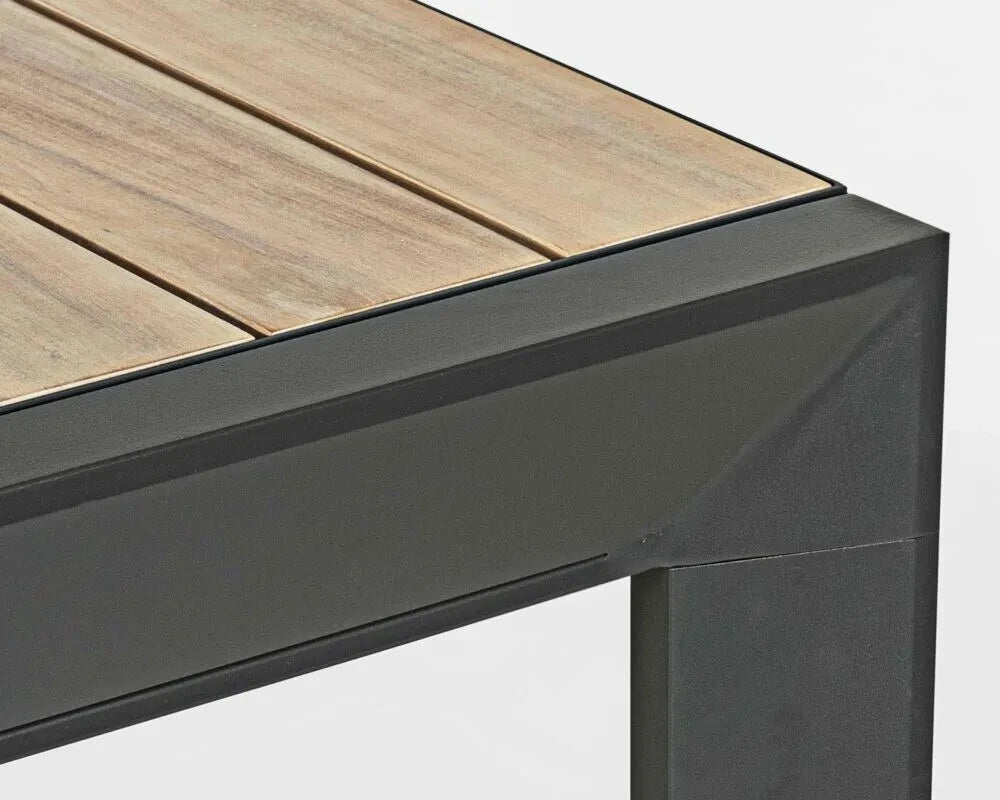 BIZZOTTO TAVOLO IN ALLUMINIO ALLUNGABILE BELMAR 160/240x100 CON EFFETTO LEGNO ANTRACITE