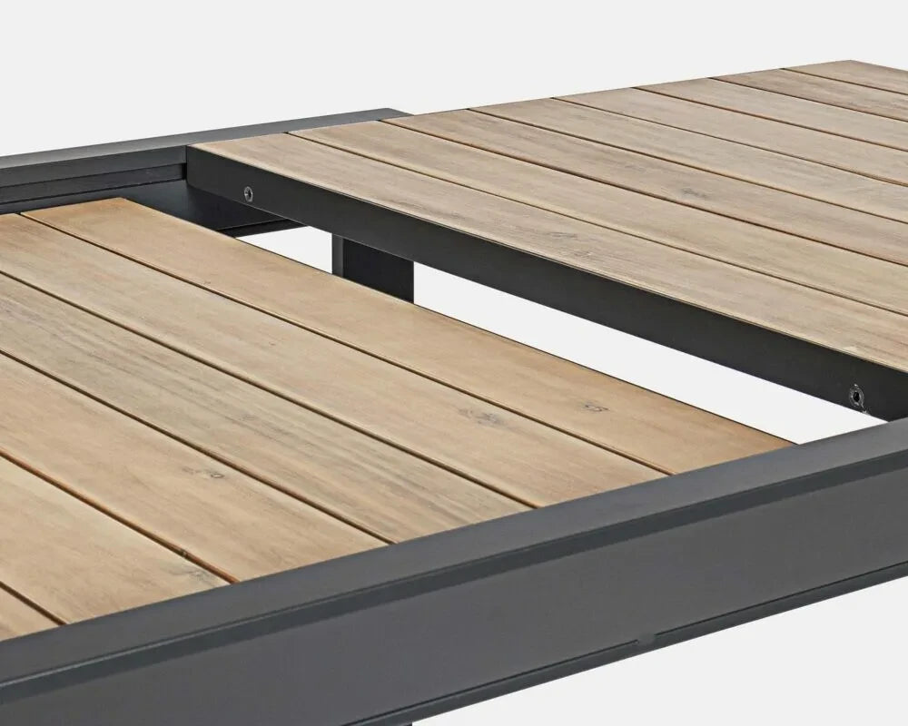 BIZZOTTO TAVOLO IN ALLUMINIO ALLUNGABILE BELMAR 160/240x100 CON EFFETTO LEGNO ANTRACITE