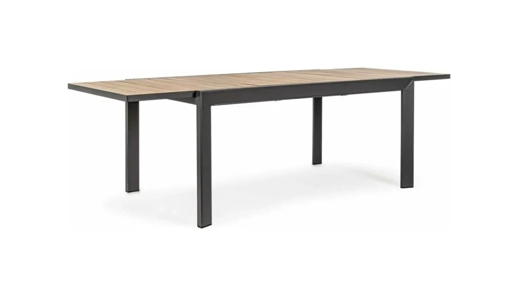 BIZZOTTO TAVOLO IN ALLUMINIO ALLUNGABILE BELMAR 160/240x100 CON EFFETTO LEGNO ANTRACITE