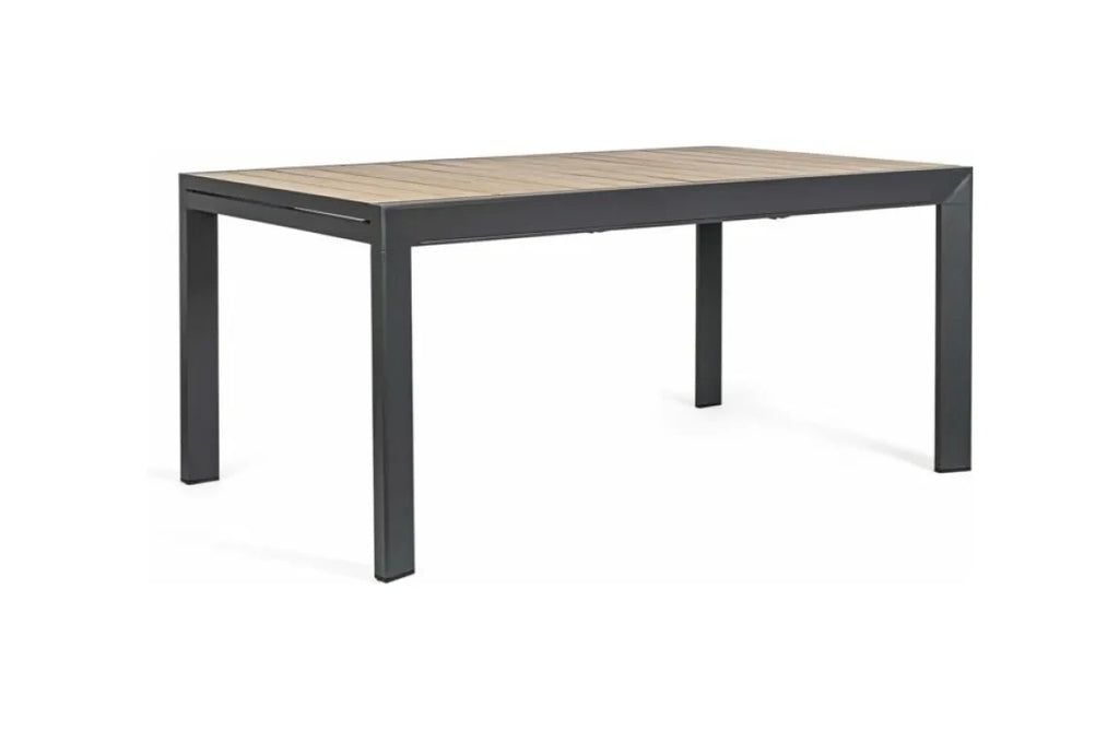 BIZZOTTO TAVOLO IN ALLUMINIO ALLUNGABILE BELMAR 160/240x100 CON EFFETTO LEGNO ANTRACITE