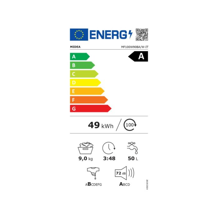 MIDEA LAVATRICE 9KG LUNAR INVERTER VAPORE A 1400GIRI MF100W90BA/W-IT