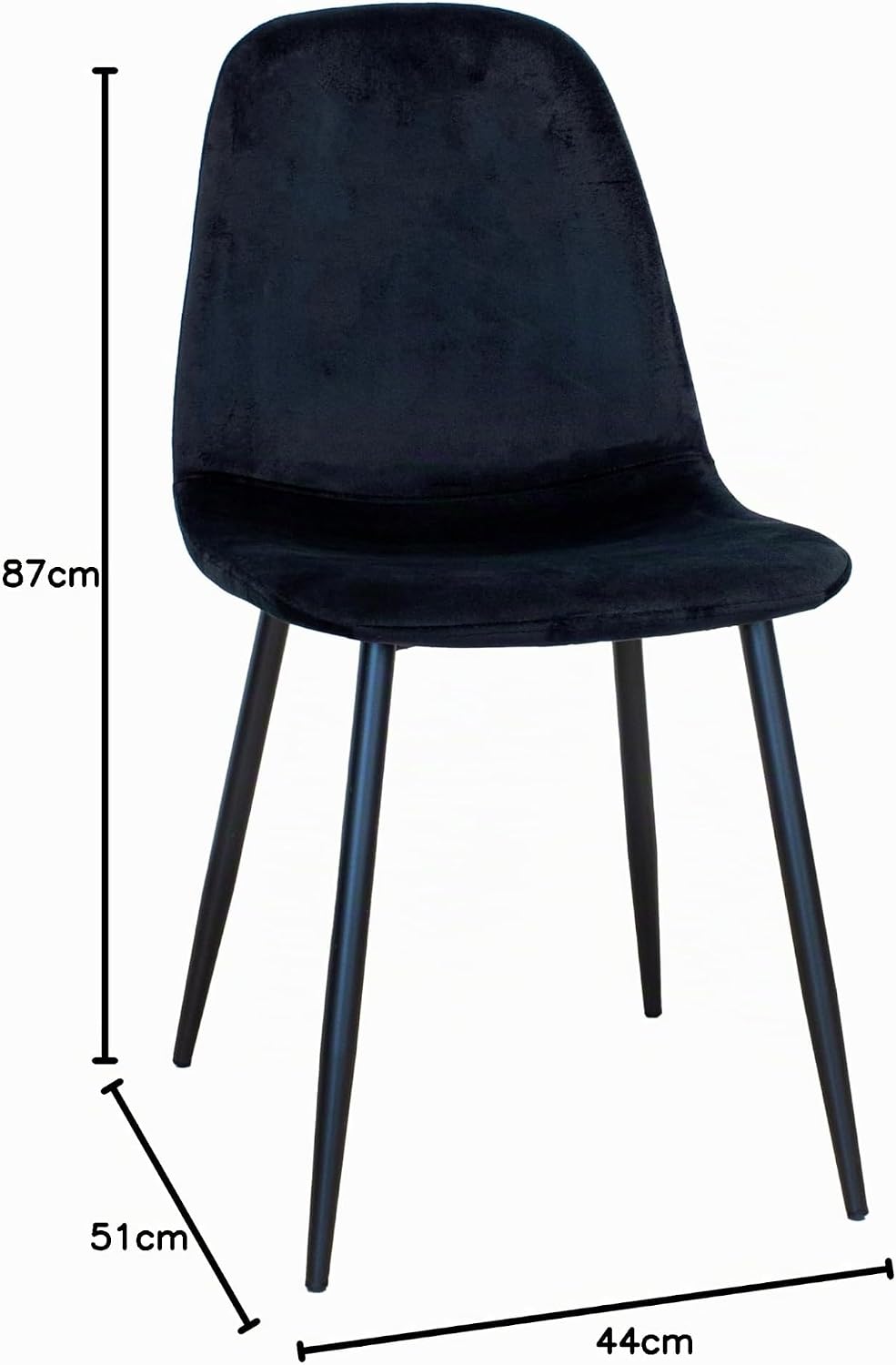 SEDIA BECKY VELLUTO NERO CONFEZIONE DA 4