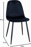 SEDIA BECKY VELLUTO NERO CONFEZIONE DA 4