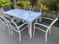SET TAVOLO MYKONOS 150x80 BIANCO + 6 POLTRONE