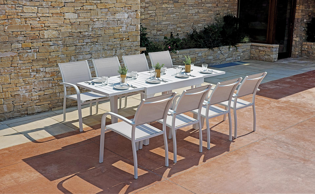 TAVOLO BALCONE CAPANNORI 106/212x75 ALU BIANCO