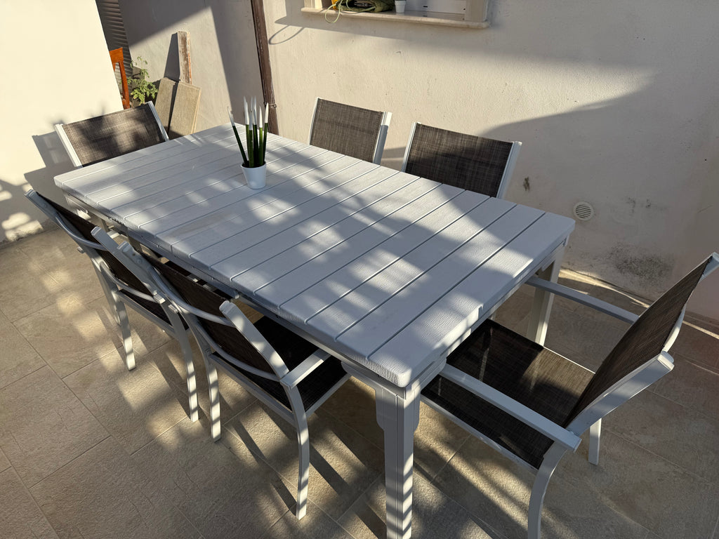 SET TAVOLO OREGON ALLUNGABILE + 6 POLTRONE MYKONOS