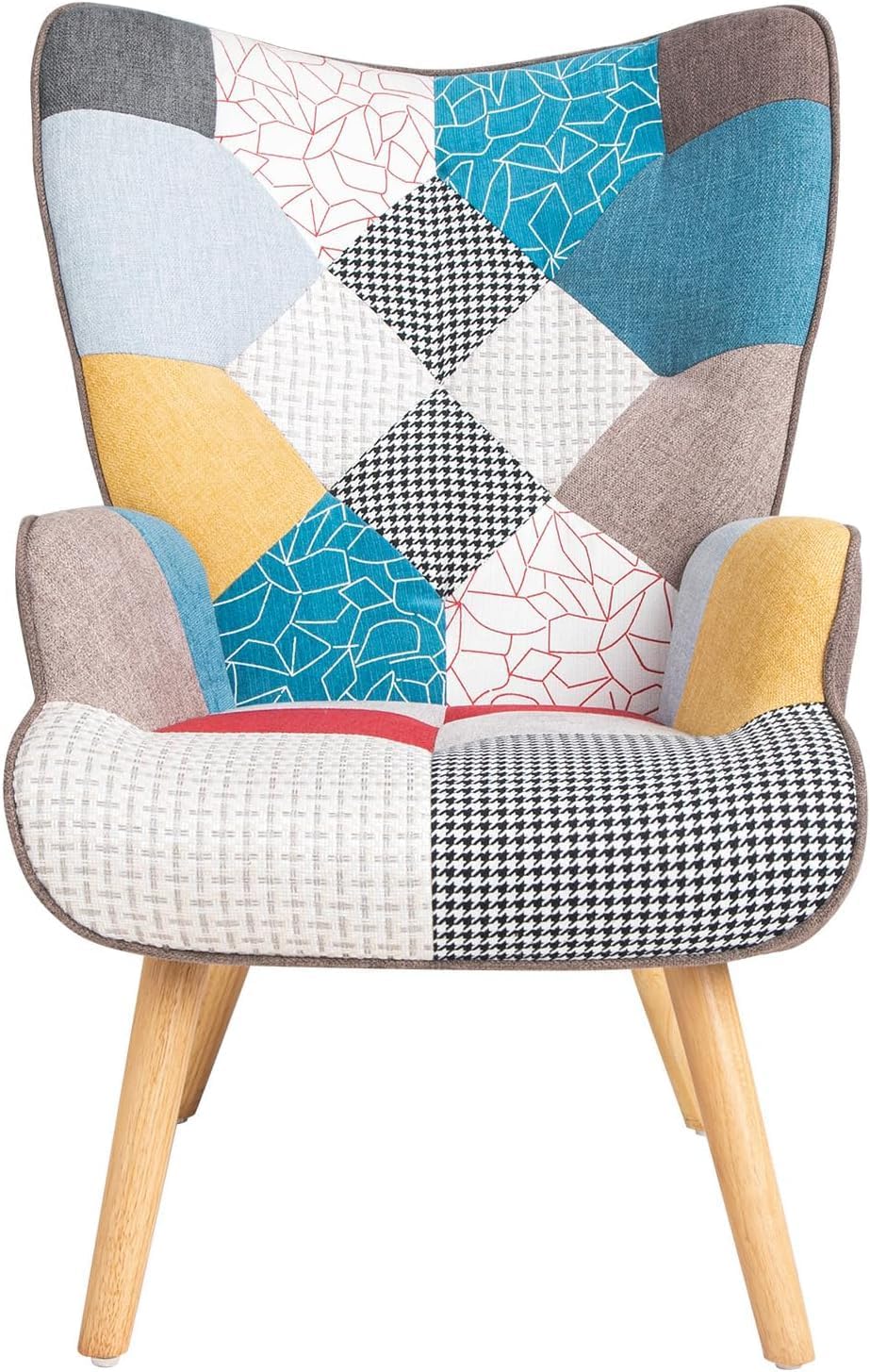 POLTRONA IMBOTTITA IN TESSUTO  PATCHWORK QUEBEC