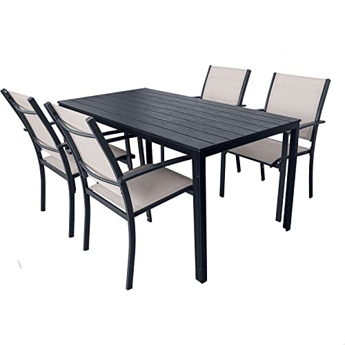 SET TAVOLO OREGON + 4 POLTRONE GRANADA  ANTRACITE