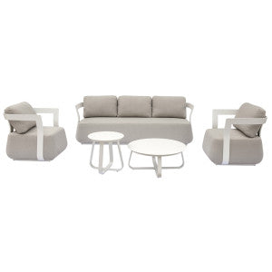 SALOTTO MONACO - ALU BIANCO - CUSCINI ALTI BEIGE