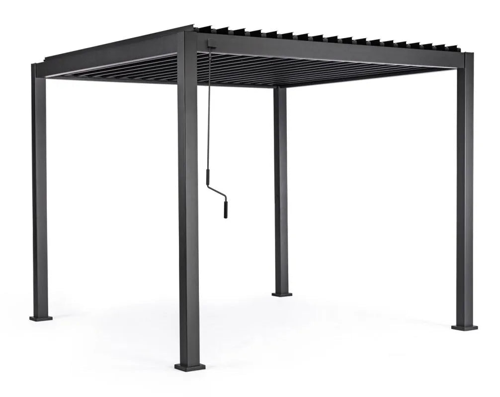 PERGOLA BIOCLIMATICA PALMAS 3X3,6 M  IN FERRO /ALLUMINIO – TETTO CON LAMELLE ORIENTABILI ANTRACITE