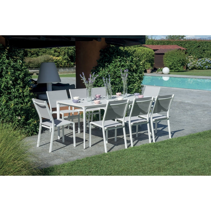 TAVOLO ALGHERO 180X90 ALU BIANCO - PIANO GRESS MAR