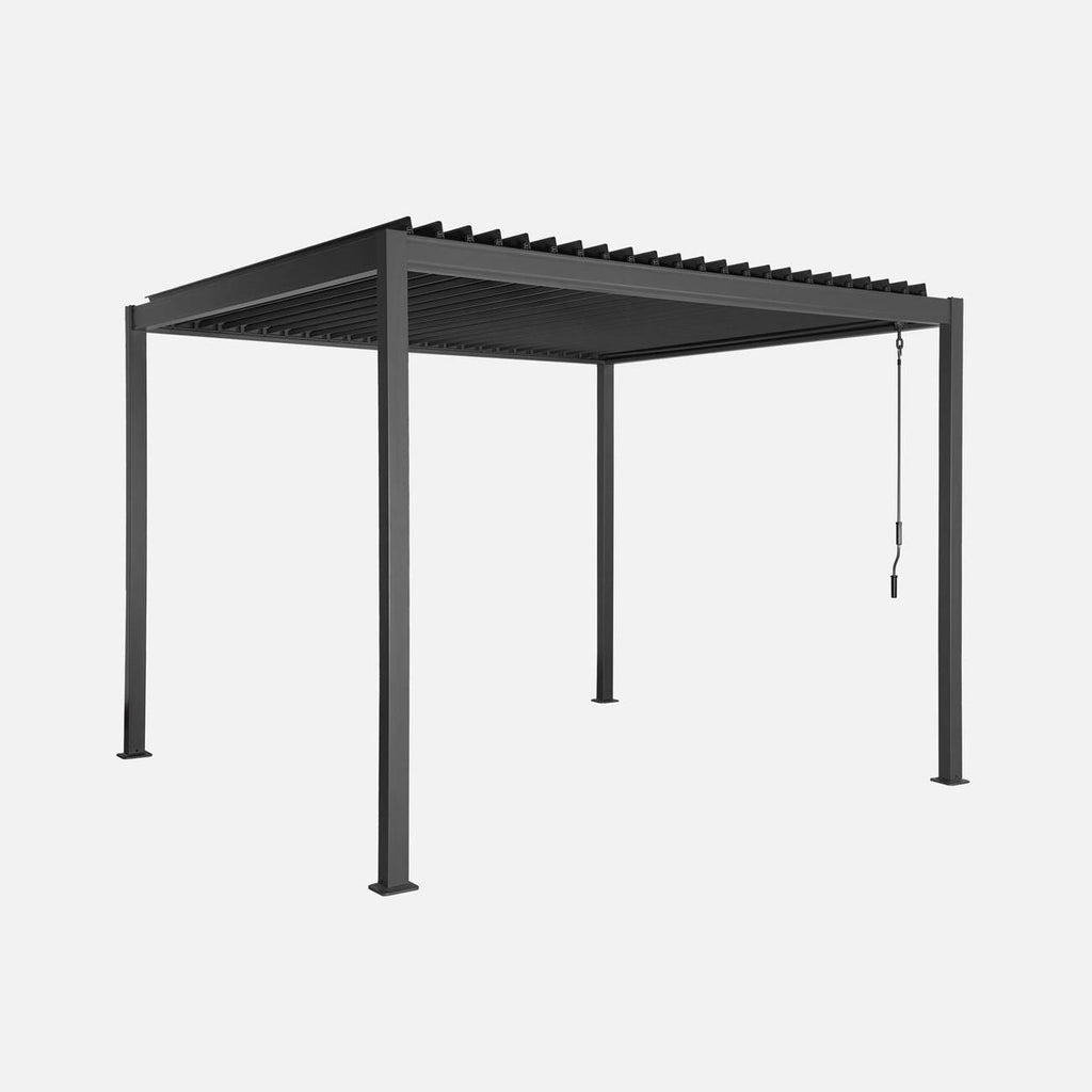 PERGOLA BIOCLIMATICA PALMAS 3X4 M  IN ALLUMINIO/FERRO – TETTO CON LAMELLE ORIENTABILI ANTRACITE