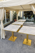 TAVOLO BAR CON BASE ORO PIANO 70x70