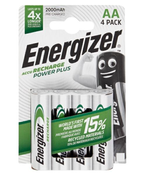ENERGIZER PILE STILO AA RICARICABILI POWER PLUS 2000MAH 4PZ