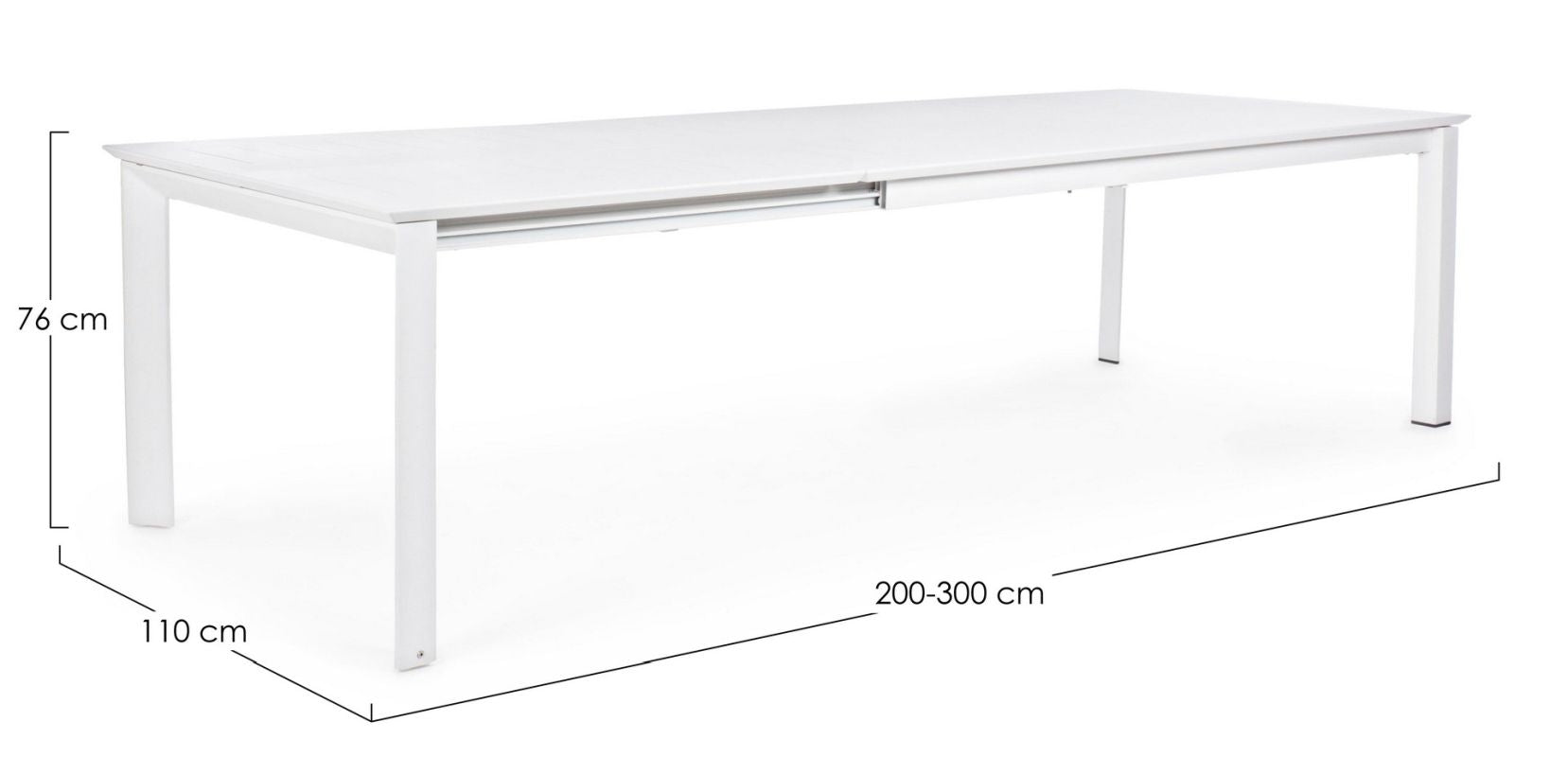 BIZZOTTO TAVOLO IN ALLUMINIO 200/300X110 BIANCO CX21-KONNOR