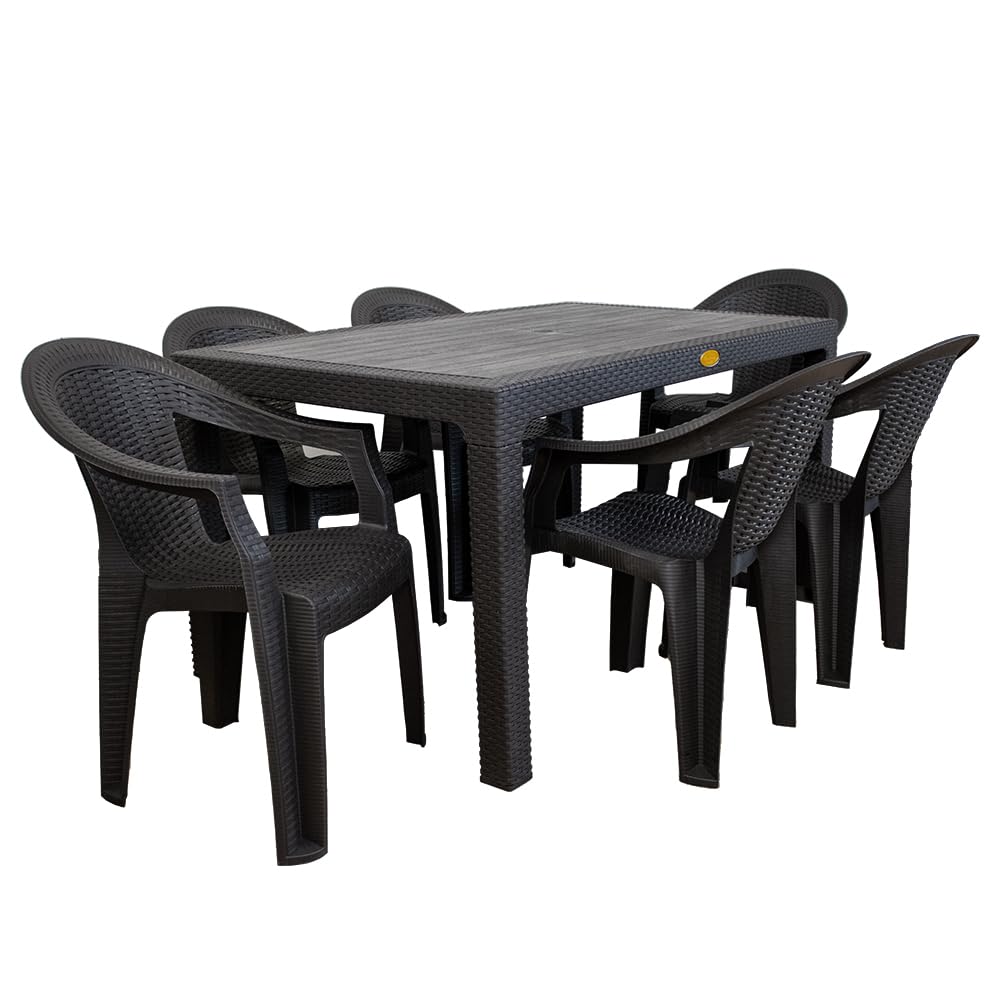 SET LISA TAVOLO + 6 POLTRONE BROWN