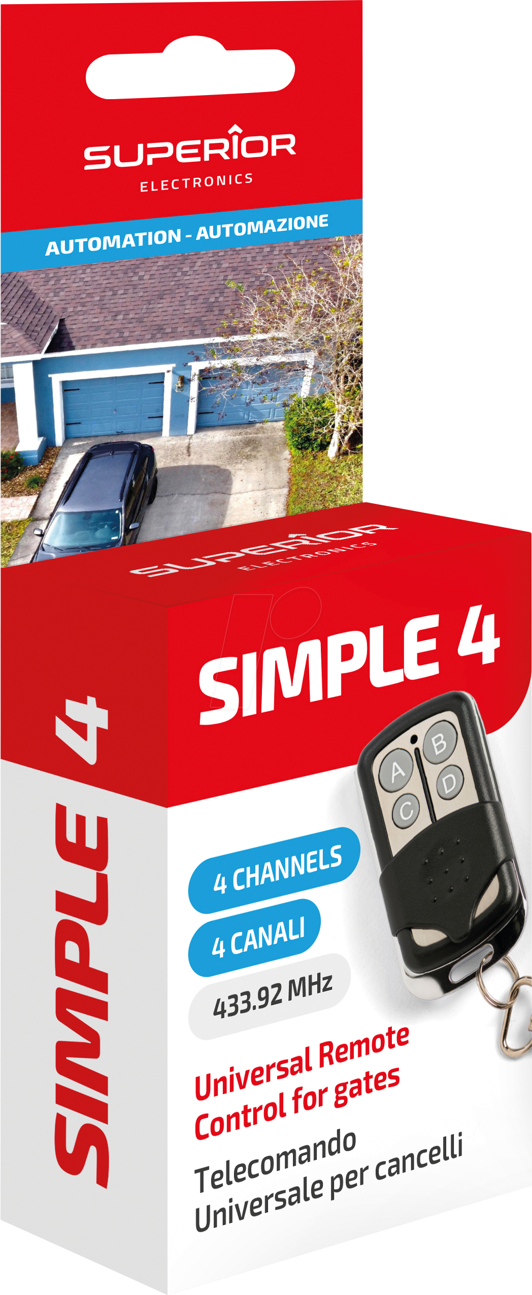 SUPERIOR TELECOMANDO UNIVERSALE PER CANCELLI ELETT.4 PULSANTI SUPRF002