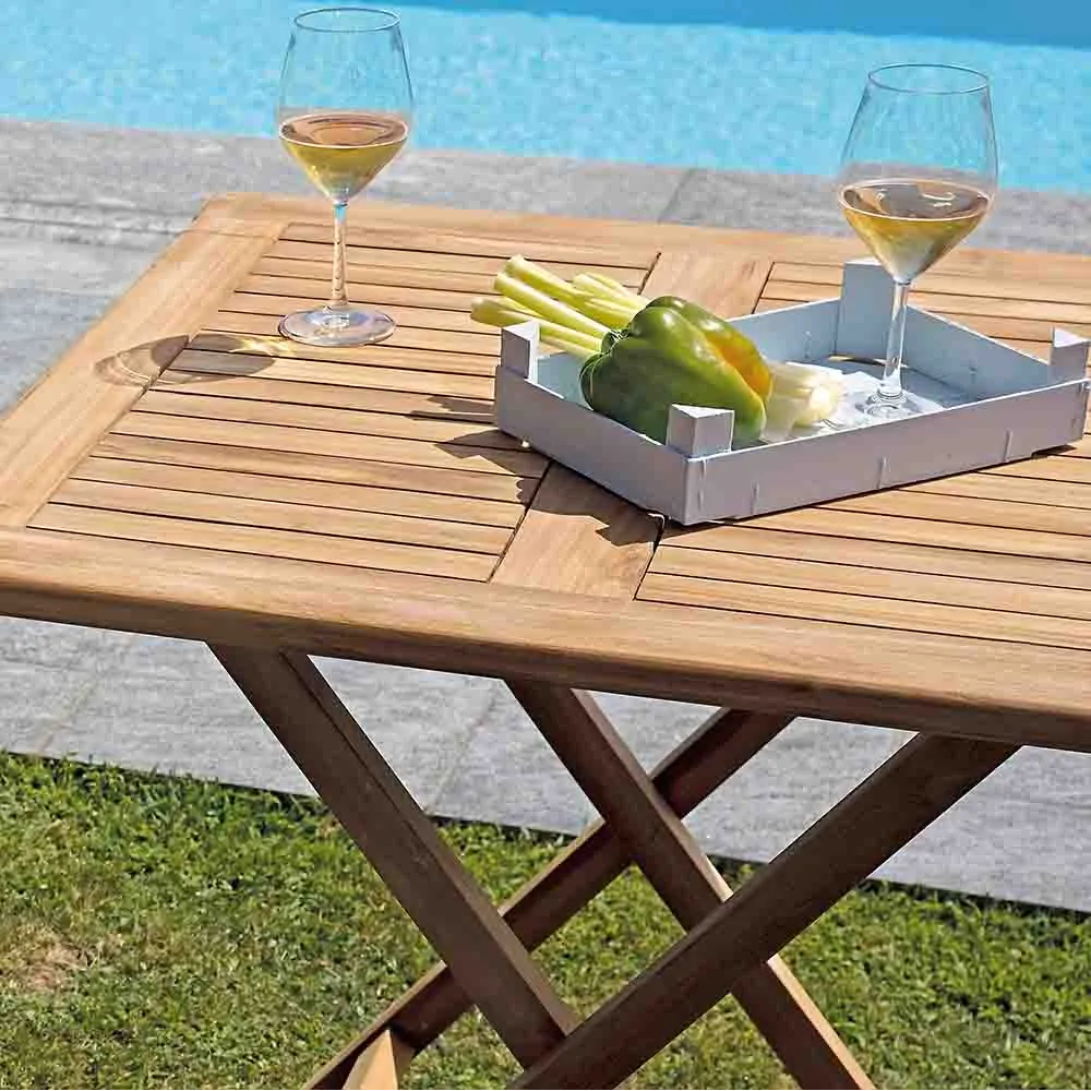 TAVOLO VULCANO 80x80 - TEAK - PIEG.