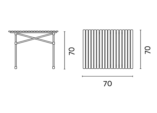 TAVOLO A TAPPARELLA 70X70 ALU