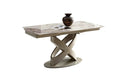 TAVOLO IGOR ALLUNGABILE 160-240 cm IN MARMO con Base in Metallo  Champagne