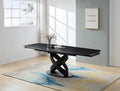 TAVOLO IGOR ALLUNGABILE 160-240 cm IN MARMO con Base in Metallo Nero marmo nero