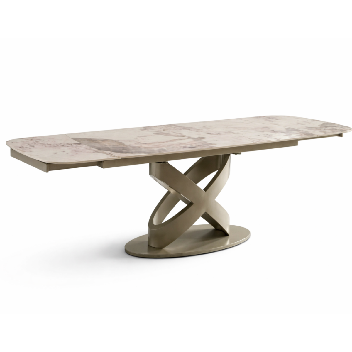 TAVOLO IGOR ALLUNGABILE 160-240 cm IN MARMO con Base in Metallo  Champagne