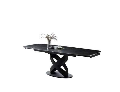 TAVOLO IGOR ALLUNGABILE 160-240 cm IN MARMO con Base in Metallo Nero marmo nero