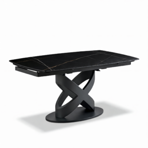 TAVOLO IGOR ALLUNGABILE 160-240 cm IN MARMO con Base in Metallo Nero marmo nero