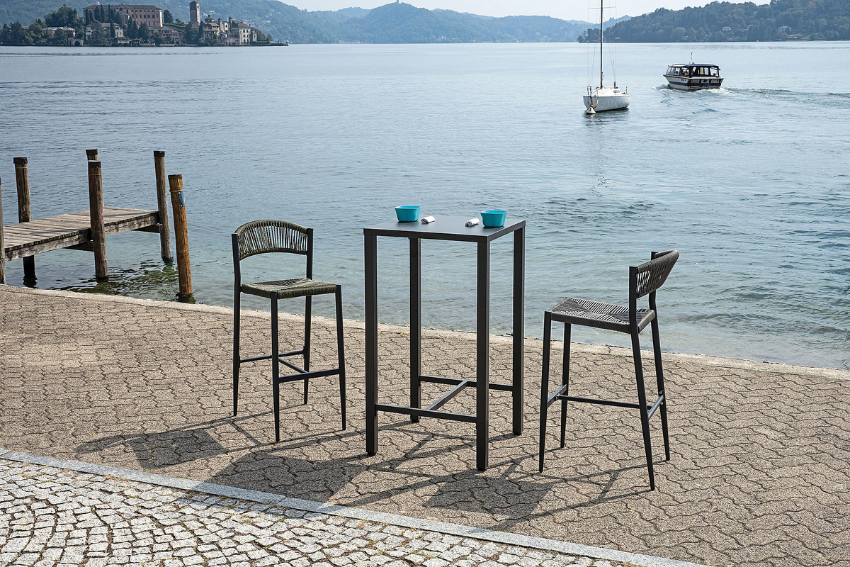 TAVOLO ISEO ALTO IN ACCIAIO 70X70 ANTRACITE