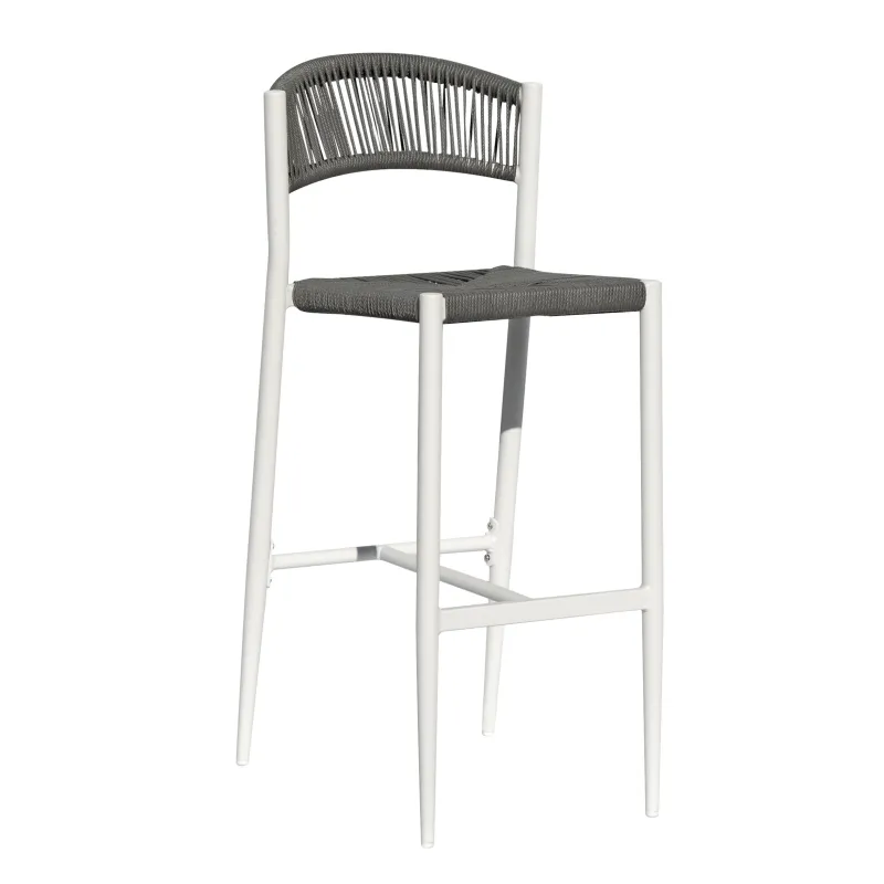 SGABELLO MILANO CONTRACT IN ALU GRIGIO E CORDA PAGLIA