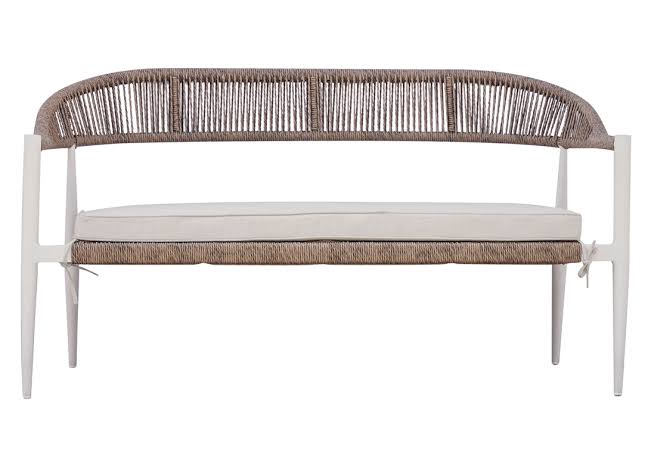 SALOTTO MILANO IN ALLUMINIO BIANCO + SEDUTA E SCHIENALE IN WICKER