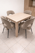 SET TAVOLO MURANO + SEDIE VELLUTO TORTORA