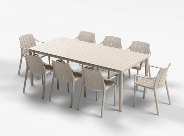 SET DA GIARDINO NARDI: TAVOLO TEVERE 210 ALLUNGABILE CON 6 POLTRONE TIBERINA  COLORE CORDA