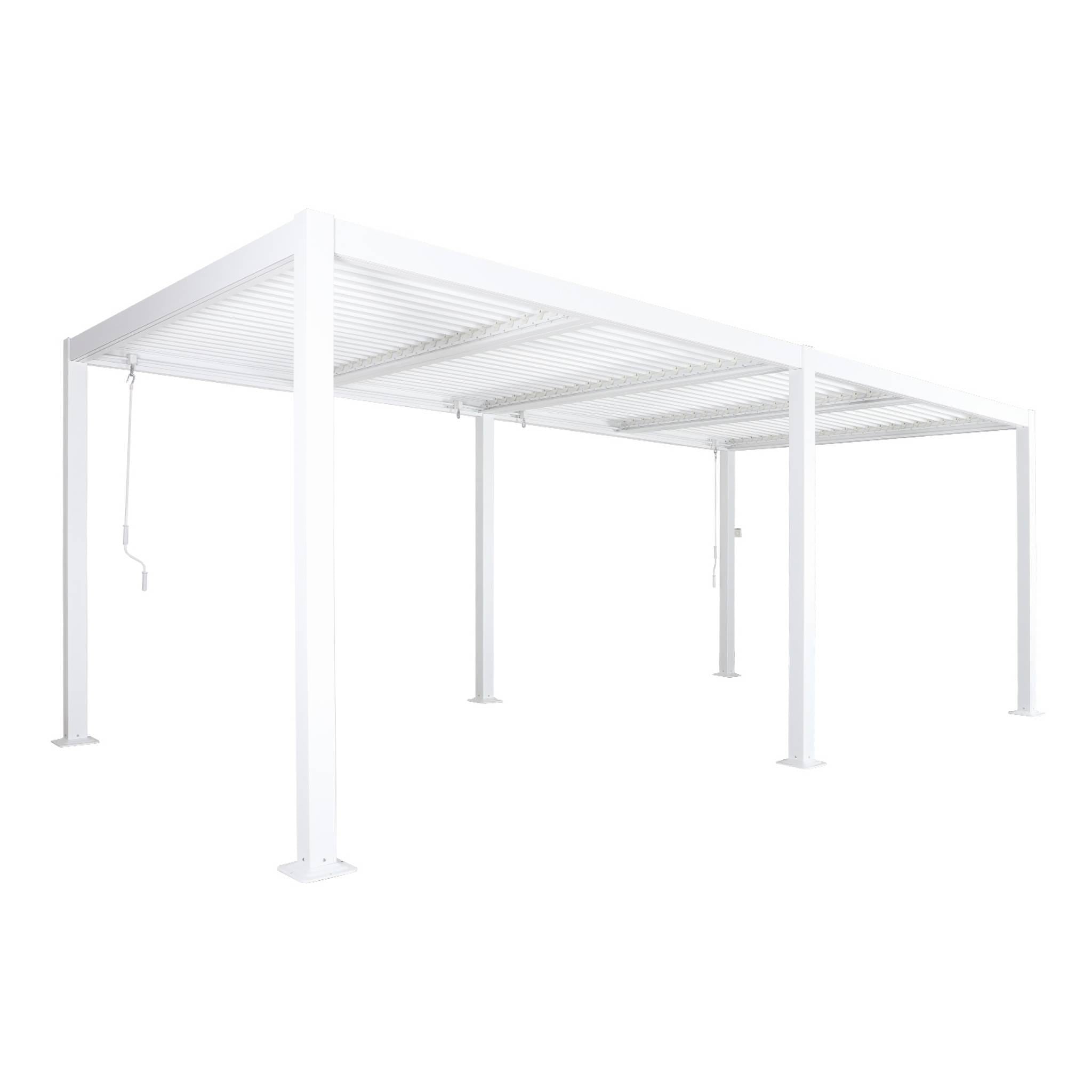 PERGOLA BIOCLIMATICA PALMAS 3x6 M   IN ALLUMINIO/FERRO – TETTO CON LAMELLE ORIENTABILI BIANCO