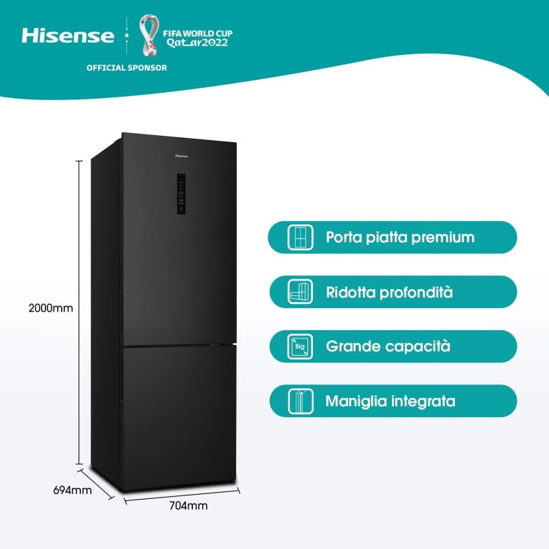 HISENSE FRIGO COMBINATO INVERTER 495LT E 70CM NERO RB645N4BFE
