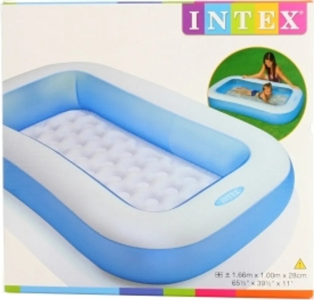 INTEX PISCINA GONFIABILE RETTANGOLARE 2+ AZZURRO 166x100x25CM 57403