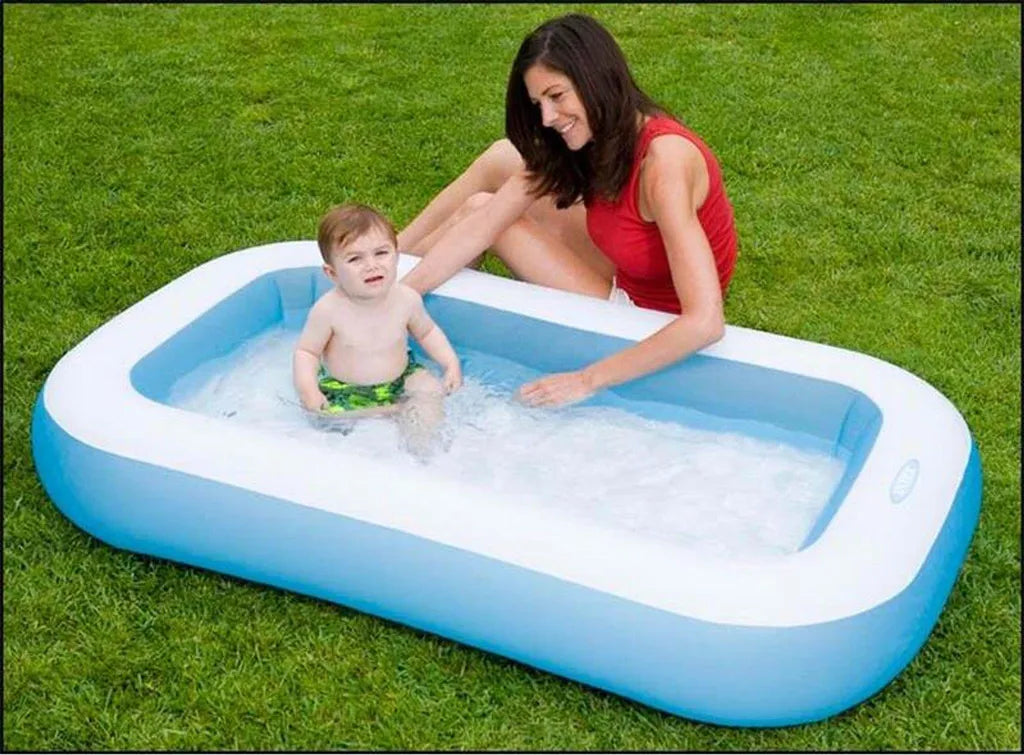 INTEX PISCINA GONFIABILE RETTANGOLARE 2+ AZZURRO 166x100x25CM 57403