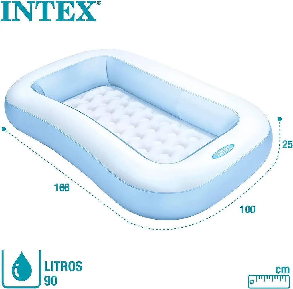 INTEX PISCINA GONFIABILE RETTANGOLARE 2+ AZZURRO 166x100x25CM 57403