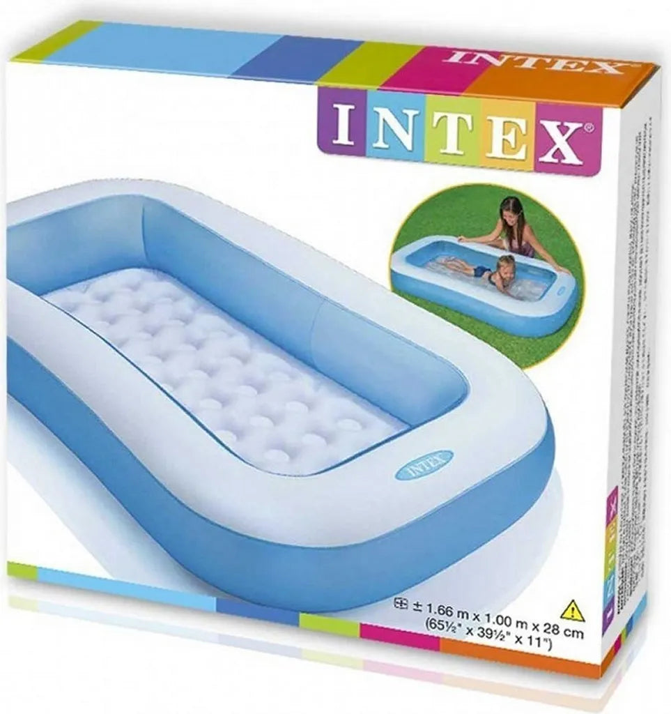 INTEX PISCINA GONFIABILE RETTANGOLARE 2+ AZZURRO 166x100x25CM 57403