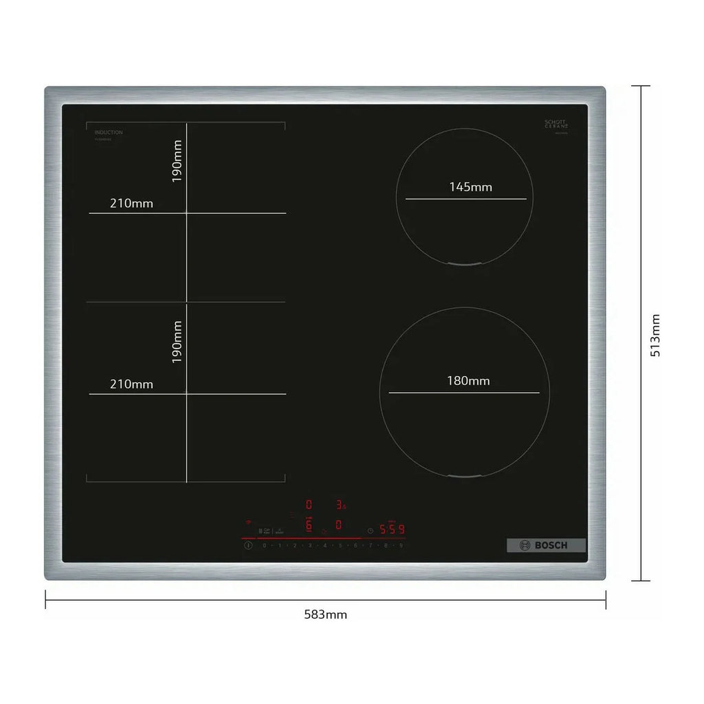 BOSCH PIANO COTTURA INCAS.INDUZIONE PROFILI WIFI 4ZONE 60CM PVS645HB1E
