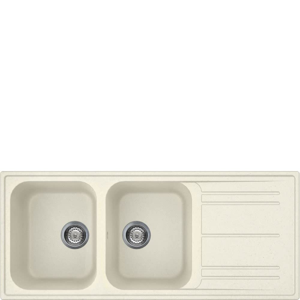 SMEG LAVELLO REVERSIBILE DUE VASCHE E GOCCIOLATOIO PANNA LZ116P