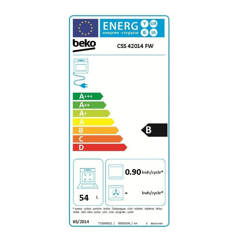 BEKO CUCINA A GAS 4 BRUCIATORI FORNO ELETT.54LT 50x50 BIANCO CSS42014FW