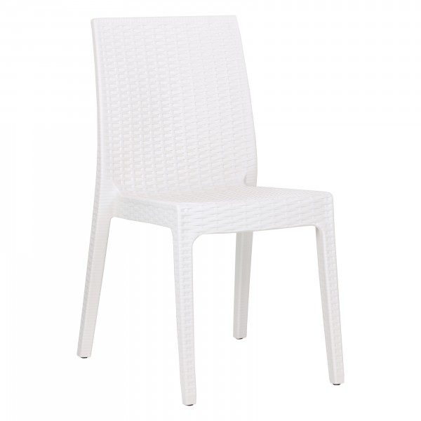 SEDIA SELELE IN RESINA RATTAN BIANCA
