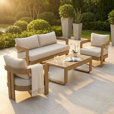 SET SALOTTO TROPEA ALLUMINIO EFFETTO LEGNO